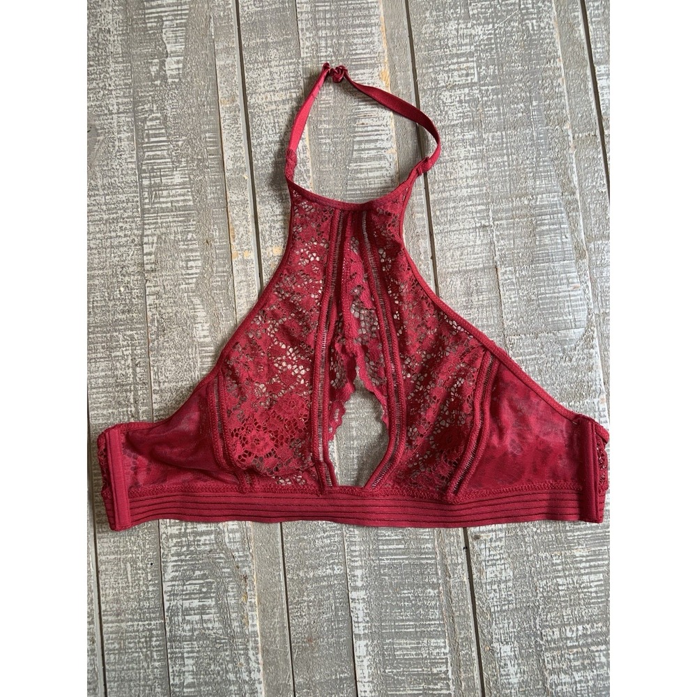 Victoria's Secret Very sexy unlined bralette Red Lace Up‎ Detail Bra Size Small
